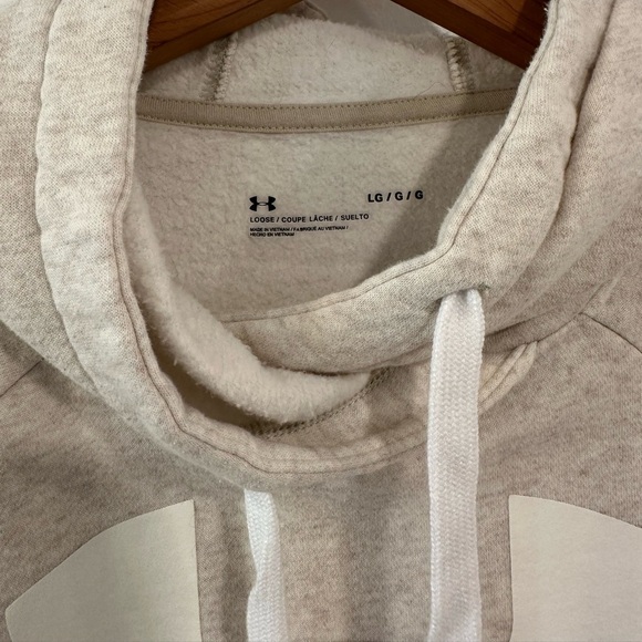 Under Armour Rival Logo Fleece Hoodie Sweatshirt Women’s Size Large Heather Oat - Picture 5 of 6